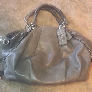 Grey Leather Coach Shoulder Bag